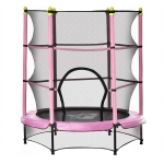 HOMCOM Tappeto Elastico per Bambini 3-6 Anni con Rete, Bordo Imbottito e Corde Elastiche, Trampolino da Giardino Φ140x158cm - Rosa/Nero