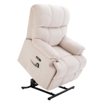 HOMCOM massagestoel opstahulp relaxstoel met verwarmingsfunctie USB-afstandsbediening kort pluche crème 83 x 95 x 105 cm