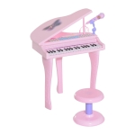 HOMCOM Kinder Klavier Mini-Klavier Piano Keyboard Musikinstrument MP3 USB inkl. Hocker 37 Tasten Rosa