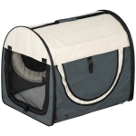 PawHut Hundebox faltbare Hundetransportbox Transportbox für Haustier Katzen dunkelgrau-creme 61x46x51 cm