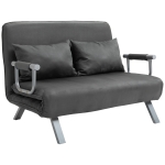 HOMCOM tweezits bedbank met armleuningen, 3-in-1 slaapbank, logeerbed, opvouwbare matras, opklapbed, chaise longue, multifunctioneel, imitatie-suède grijs 105 x 80 x 78 cm