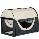 PawHut Hundebox faltbare Hundetransportbox Transportbox für Haustier Katzen dunkelgrau-creme 97x71x76 cm