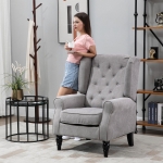 Homcom Fotoliu Chesterfield in Tesatura Detasabila cu Sezuta Ampla Gri 74 x 86 x102 cm