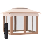 Outsunny Gazebo, 325Lx325Wx265H cm-Khaki/Brown