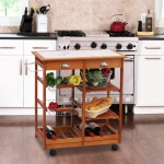 HomCom, carucior bucatarie, roti, sertare, 74x37x75cm, maro
