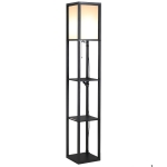 Homcom Lampada da Terra con Libreria 3 Livelli Nero 26 x 26 x 160 cm