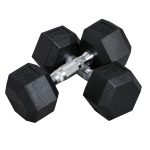 HOMCOM hexagon dumbbells set van 2 gietijzeren dumbbells handvat gekartelde dumbbell set dumbbell set gewichten metaal rubber zwart 2 x 8 KG