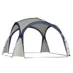 Outsunny Campingzelt Gartenzelt Festzelt Partyzelt Sonnenschutz wetterfest Glasfaserstange + Polyester Cremeweiß + Blau 3,5 x 3,5 x 2,3 m