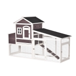 PawHut 200cm Deluxe Chicken Coop Small Animal Rabbit Habitat Hen House with Outdoor Run Resting Nesting Box Removable Tray Waterproof Asphalt Roof Lockable Door