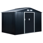 Outsunny 9 x 6FT Outdoor Garden Roofed Metal Storage Shed Tool Box with Foundation Ventilation & Doors, Khaki(c-2)