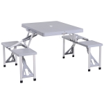 Outsunny Portable Foldable Camping Picnic Table with Seats Chairs and Umbrella Hole, 4-Kids Fold Up Travel Picnic Table, Grey