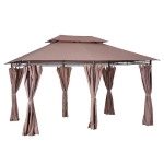 Outsunny Gartenpavillon mit Doppeldach, Khaki, 3 x 4 x 2,65 m
