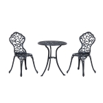 Outsunny 3 Pcs Cast Aluminum Bistro Set Garden Furniture Dining Table Chairs Antique Outdoor Seat Patio Seater