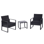 Outsunny Set Mobili in Rattan da Esterno Tavolino con 2 Sedie con Cuscini, Nero