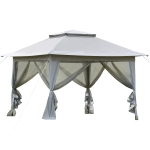 Outsunny 364L x 364W x 294H cm Foldable Pop-up Party Tent Instant Canopy Sun Shade Gazebo Shelter Steel Frame Oxford w/ Roller Bag
