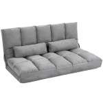 HOMCOM Divano da Terra Pieghevole Schienale Reclinabile su 7 Livelli e Cuscini, 130x73x60cm Grigio Chiaro