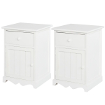 Homcom Set 2 Comodini in Legno di Paulonia Bianco con 1 Cassetto e 1 Antina in Stile Rétro