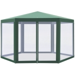 Outsunny Tonnelle Barnum Hexagonale Vert et Blanc 400 x 350 x 250 cm
