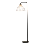 HOMCOM Lampada da Terra di Design Stile Industriale in Metallo e Rattan, 44x34x154cm, Nero