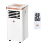 HOMCOM Condizionatore Portatile Deumidificatore con Telecomando, Timer 24h e 2 Velocità, 1122W Classe Energetica A, 10000BTU, 35.5x34x70cm Bianco