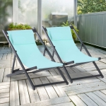 Outsunny set 2 sezlonguri pliabile, 96.35x58x91.5cm, albastru