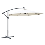 Outsunny Umbrella Parasol W/Solar Powered LED strips, Φ2.95x2.45H m-Cream