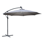 Outsunny 2.95m LED Patio Banana Umbrella Cantilever Parasol w/ Crank Cross Base