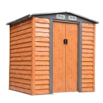 Outsunny 4.9 x 6.3ft Galvanized Steel Garden Shed - Brown