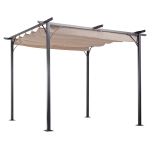 Outsunny Steel Pergola, 300Lx300Wx230H cm, Steel, Polyester-Black Frame/Beige