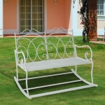 Outsunny Balansoar de Grădină din Fier, stil Shabby din Fier, Alb, 102x74.5x78cm