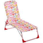 Outsunny Sdraio per Bambini Pieghevole Schienale Reclinabile Salvaspazio Rosa