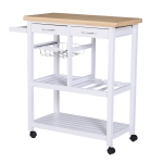 Homcom Carrello da Cucina in Legno con 2 Ripiani e Cassetti, Bianco, 84,5x37,2x85cm