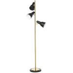 HOMCOM 150cm Lampada da Terra 3 Paralumi Regolabili Base Rotonda Interruttore a Pedale