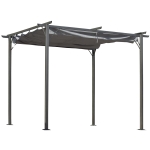 Outsunny Outdoor Steel Pergola Gazebo Porch Awning Retractable Canopy Grape Trellis