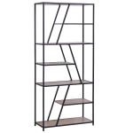 Homcom Scaffale Libreria da Parete in Stile Industriale con 9 Ripiani Asimmetrici in Legno e Metallo