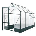 Outsunny Gewächshaus für den Garten, vielseitig nutzbar als Treibhaus, Tomatenhaus, Frühbeet und Pflanzenhaus, 4 mm PC Sonnenschutzplatte, Aluminium, Transparent+Grün, 250x190x219 cm