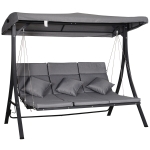 Outsunny Outdoor 3-person Metal Porch Swing Chair Chaise Lounge Bed Patio Garden Poolside