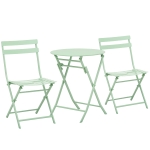 Outsunny 3 Pieces Patio Bistro Conversation Coffee Set Foldable Garden Table & Chair for Outdoor Yard Porch Poolside Balcony Green