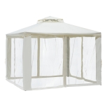 Outsunny 3x3m 2-Tier Polyester Draped Outdoor Garden Gazebo Cream White
