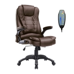 HOMCOM PU Leather Office Chair W/Massage Function, High Back-Brown