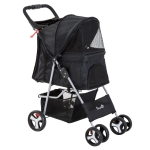 PawHut Poussette pour Chiens Pliable en Métal Noir 77 x 47 x 101 cm