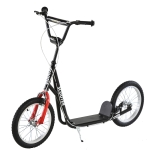 HOMCOM Kinderroller Scooter Tretroller Cityroller Kickscooter Roller Kinder Kickboard mit Luftreifen und Handbremse Scooter Kinder ab 5 Jahre 16 Zoll Schwarz 139 x 58 x 90-96 cm