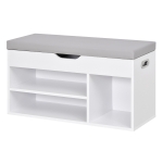 HOMCOM Sapateira com Assento Acolchoado Carga máxima de 120kg MDF 80x30x43cm Branco