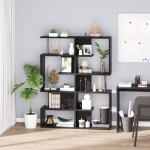 Homcom Mobilier cu Rafturi Librarie 5 Niveluri in Lemn, Negru, 120x28.6x160cm