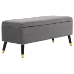 HOMCOM Banco de Almacenaje con Tapa Taburete Puff Tapizado en Terciopelo con Asiento Acolchado y Patas de Madera para Dormitorio Entrada 110x43x45 cm Gris