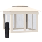 Outsunny Faltpavillon mit Seitenwänden, Cremeweiß, 3,25 x 3,25 m