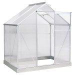 Outsunny Serre de Jardin Aluminium Polycarbonate 2,5 m² dim. 1,93L x 1,26l x 2,05H m Fondation Lucarne réglable Porte coulissante