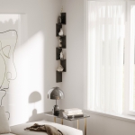HomCom Bibliotecă Moderna de Perete cu Etajere din Lemn MDF, Negru, 12x12x120cm