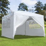 Outsunny Foisor Impermeabil cu Paneluri Laterale in Tesatura Oxford Alb, 3x3m