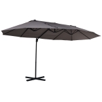 Outsunny Ombrellone Doppio in Poliestere Anti-UV Impermeabile Grigio 270x460x250cm